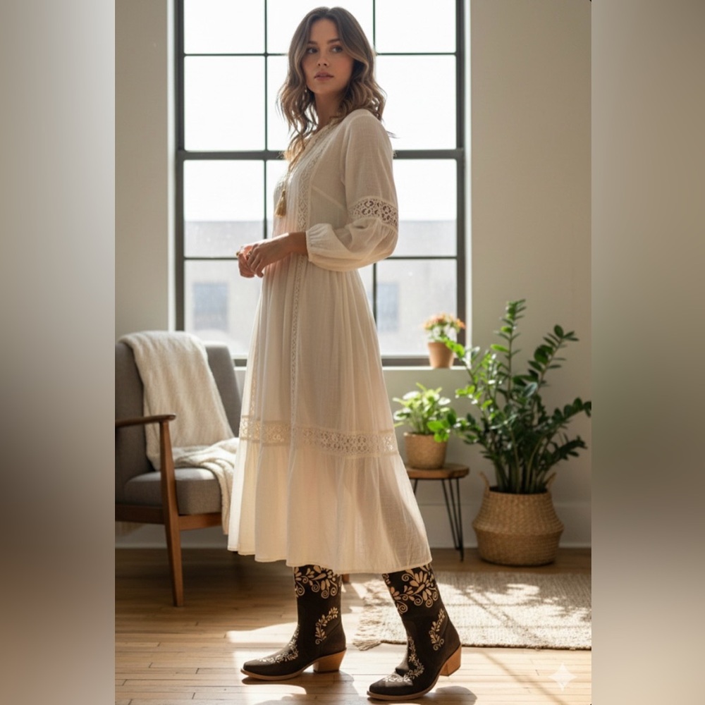 NIB Agave Sky Jasmine Cowgirl Brown w/Cream Stitch Mid-Calf
Suede Boot